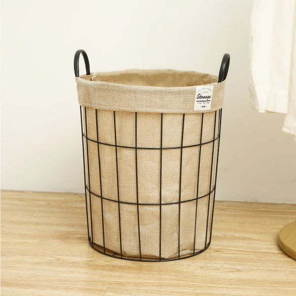 Metal Wire Storage Basket with Fabric Lining - Image 4