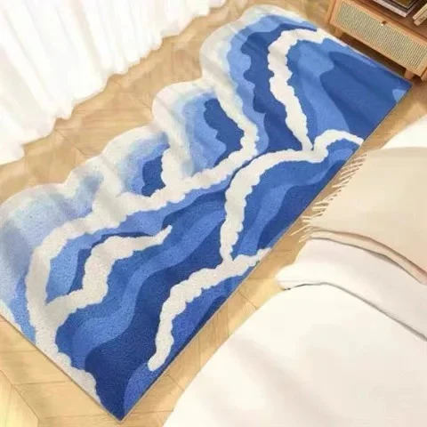 Abstract Wave Bathroom Runner Rug - Image 2