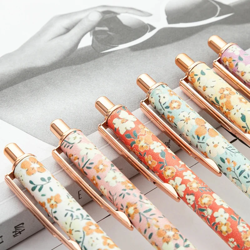 Floral Metal Ball Pen with Black Refill Ink - Image 11