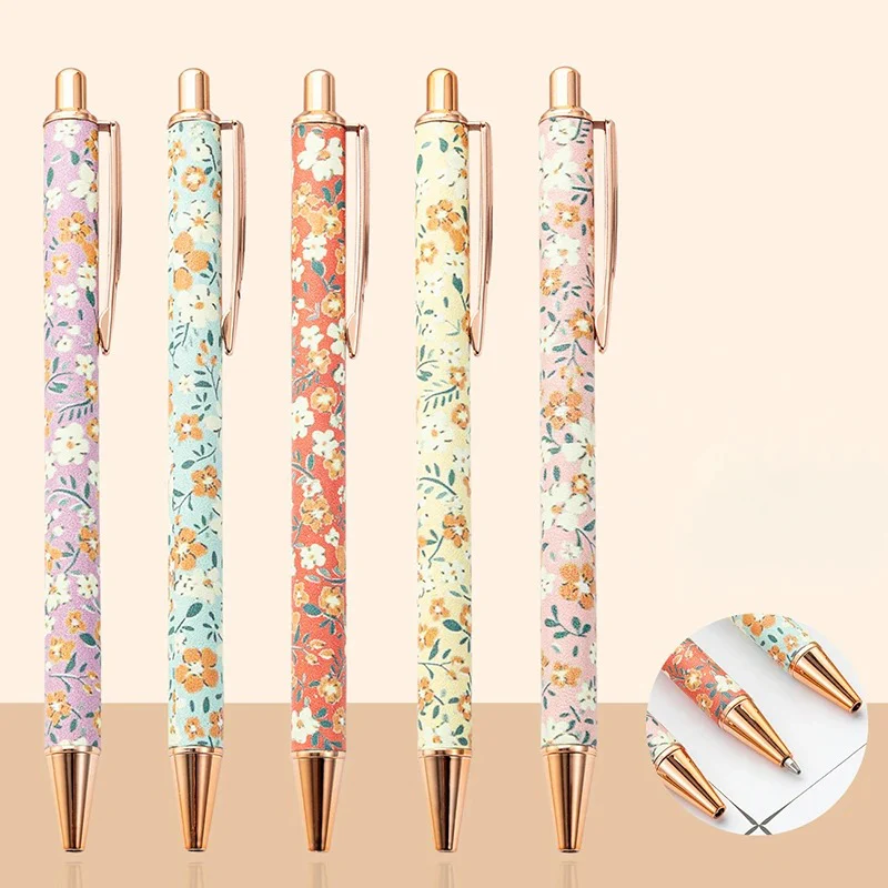 Floral Metal Ball Pen with Black Refill Ink - Image 2