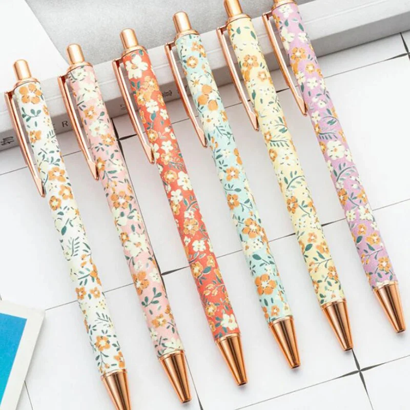 Floral Metal Ball Pen with Black Refill Ink - Image 3