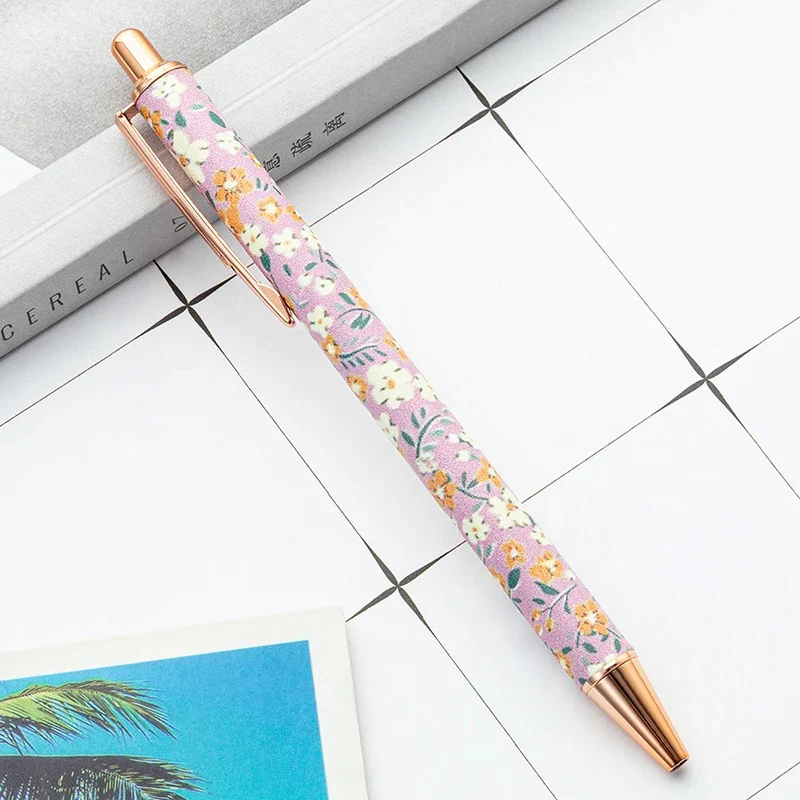 Floral Metal Ball Pen with Black Refill Ink - Image 4