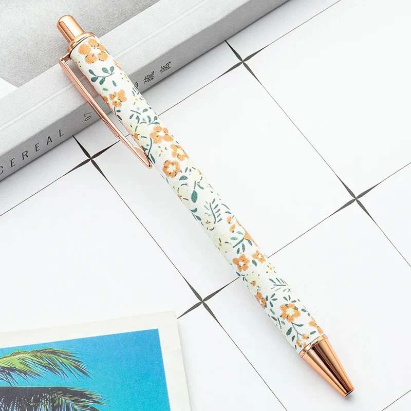 Floral Metal Ball Pen with Black Refill Ink - Image 8