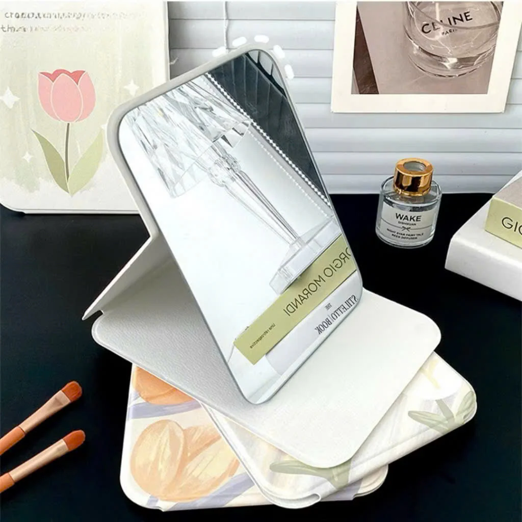 Foldable Tulip Print Vanity Mirror Stand - Image 3