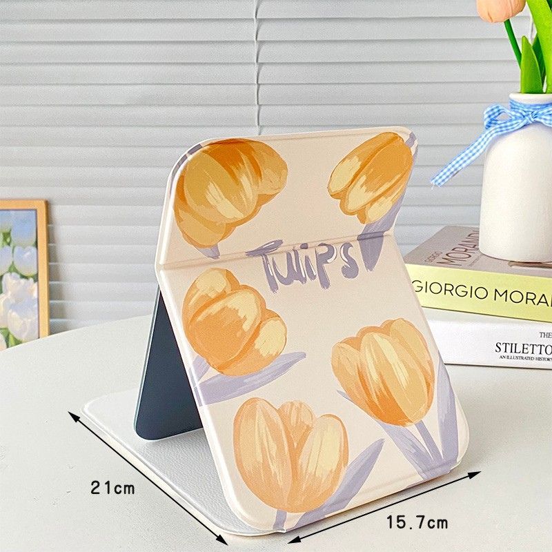Foldable Tulip Print Vanity Mirror Stand - Image 4