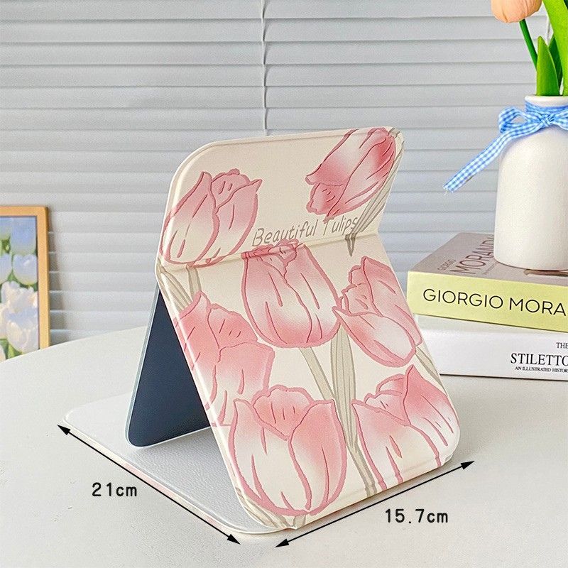 Foldable Tulip Print Vanity Mirror Stand - Image 5