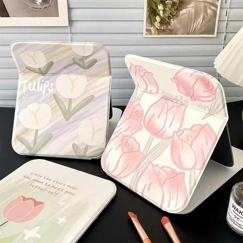 Foldable Tulip Print Vanity Mirror Stand - Image 8