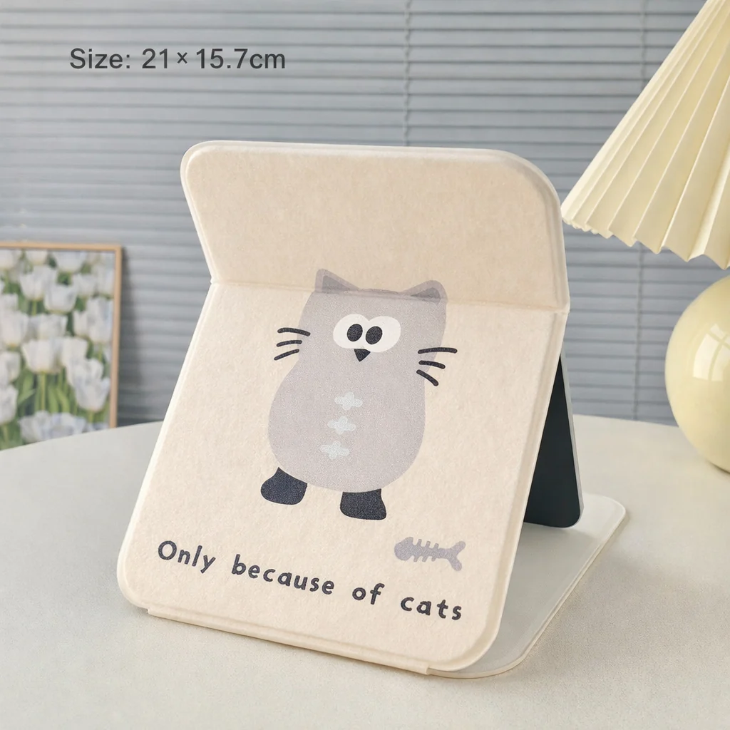 Foldable Cat Print Vanity Mirror Stand - Image 3