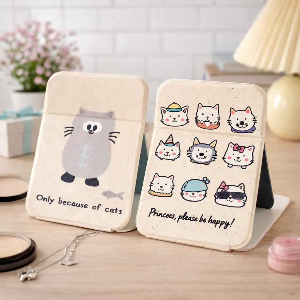 Foldable Cat Print Vanity Mirror Stand - Image 5
