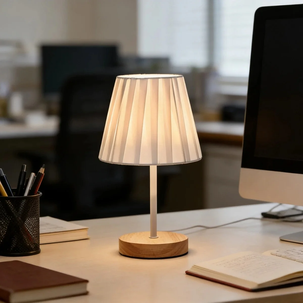 Minimal Pleated Shade LED Table Lamp (USB Powered) - Image 5