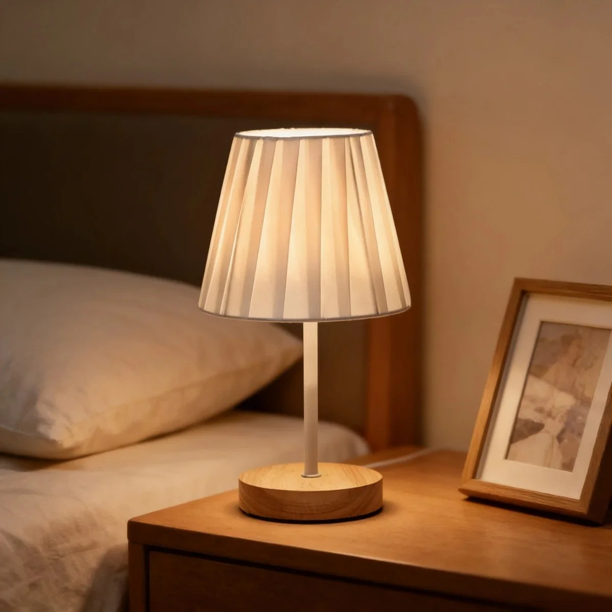 Minimal Pleated Shade LED Table Lamp (USB Powered) - Image 7