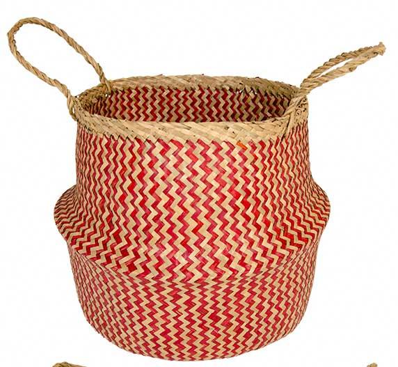Seagrass Rattan Basket (XL) - Red - Image 3