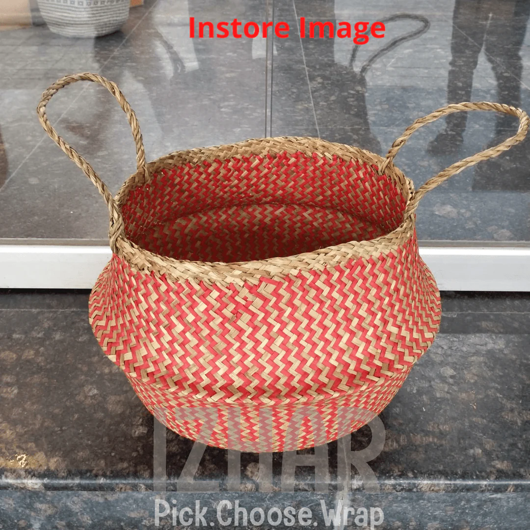 Seagrass Rattan Basket (XL) - Red - Image 4