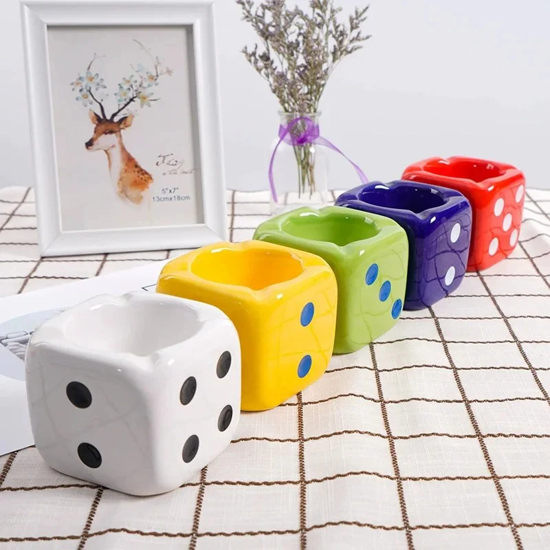 Dice-Shaped Ceramic Ashtray - Image 2