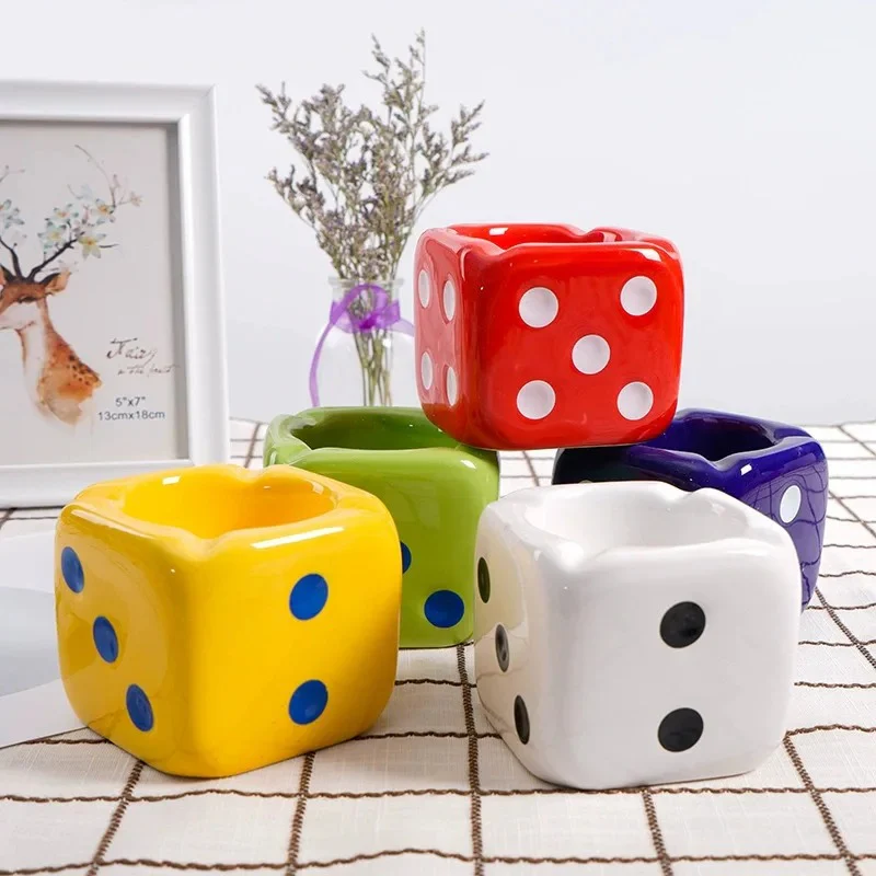 Dice-Shaped Ceramic Ashtray - Image 3