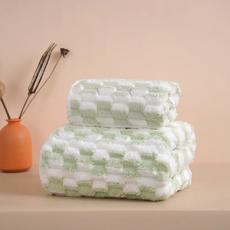 Embossed Checkered Fleece Face & Hand Towel - Image 3