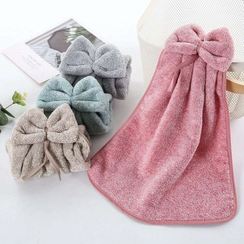 Bow-Knot Hanging Fleece Face & Hand Towel - Image 6