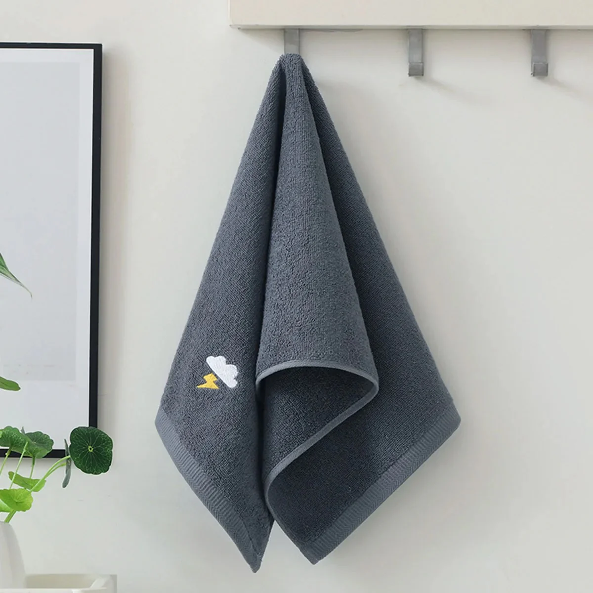 Embroidered Motif Fleece Face & Hand Towel - Image 3