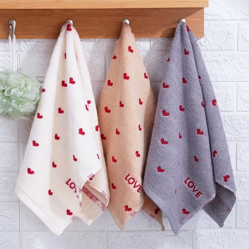 Heart Pattern Fleece Face & Hand Towel - Image 6