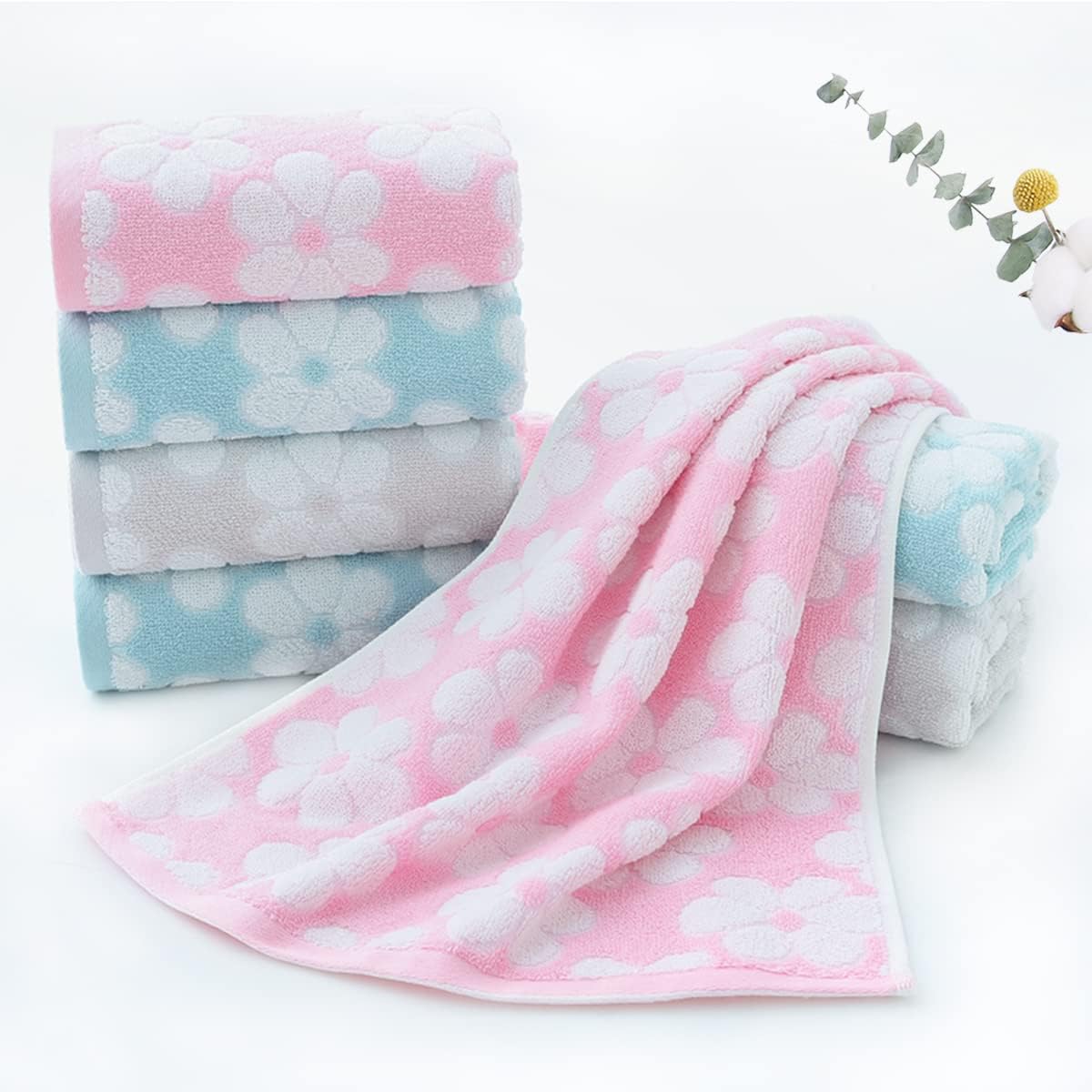 Floral Pattern Fleece Face & Hand Towel - Image 3