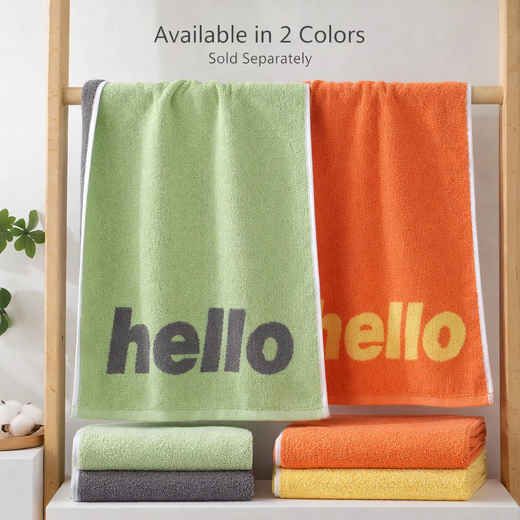 Hello Text Fleece Face & Hand Towel - Image 4