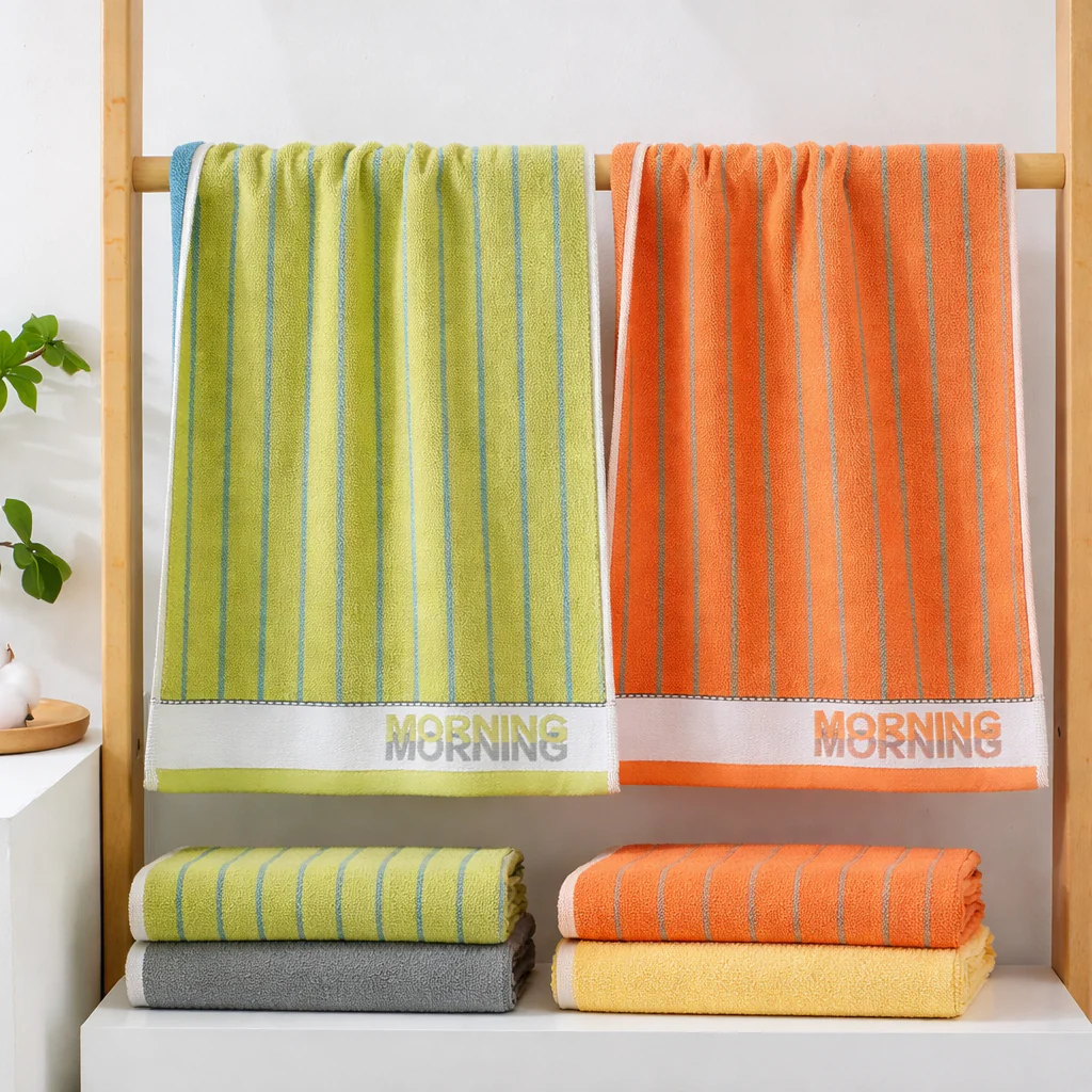 Striped “Morning” Fleece Face & Hand Towel - Image 4