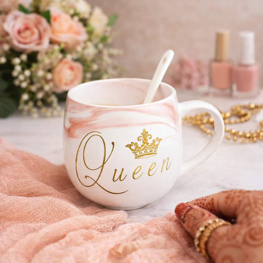 King & Queen Marble-Style Couple Mug Set - Image 5