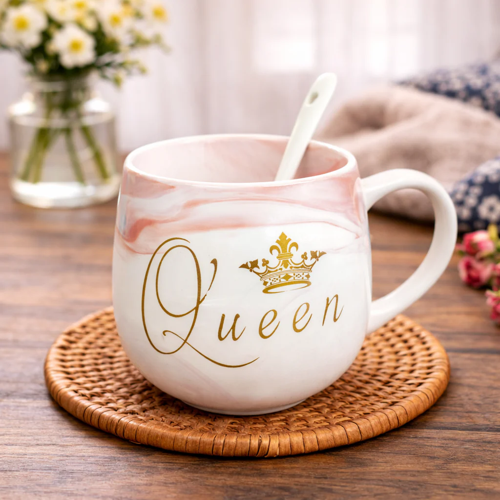King & Queen Marble-Style Couple Mug Set - Image 7