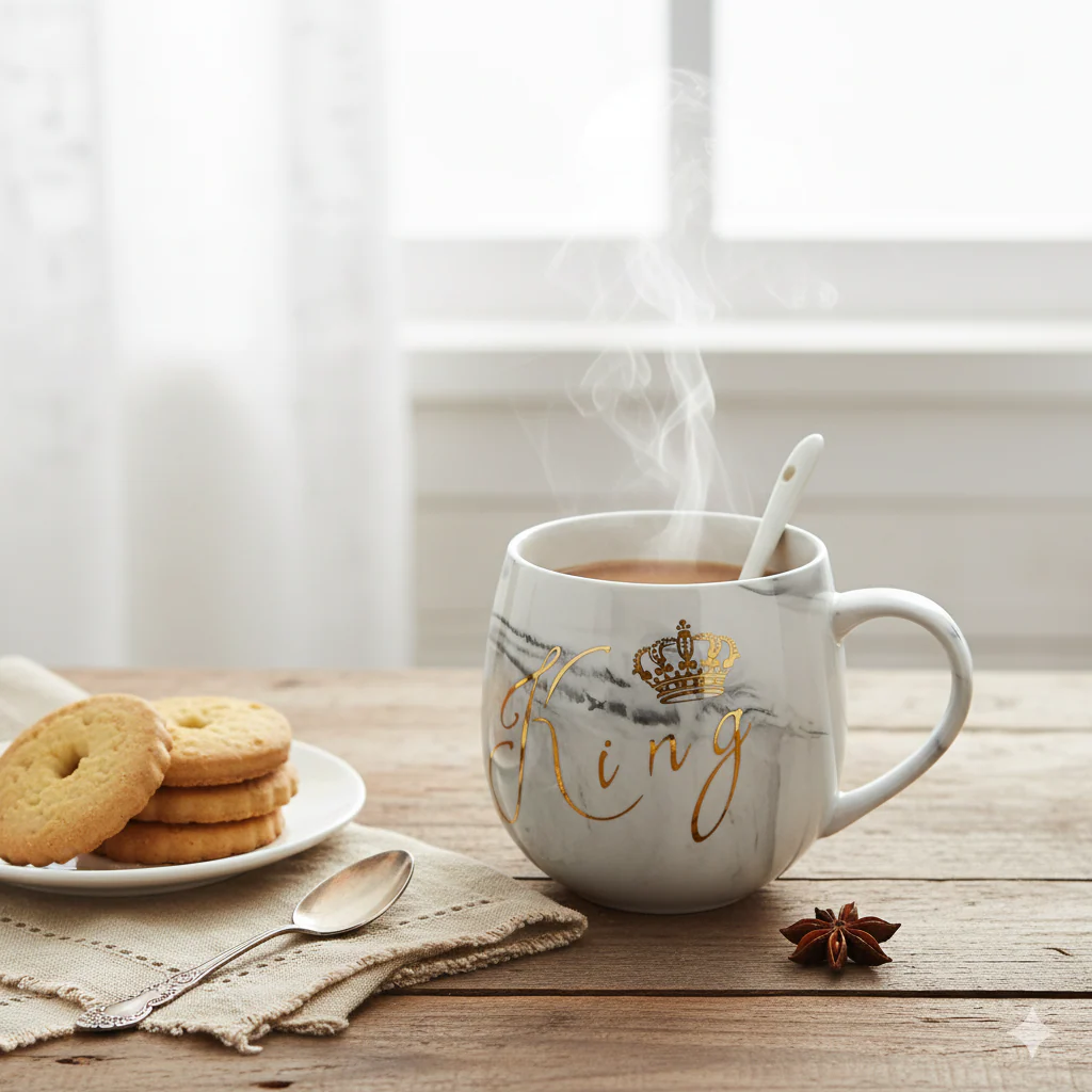 King & Queen Marble-Style Couple Mug Set - Image 9