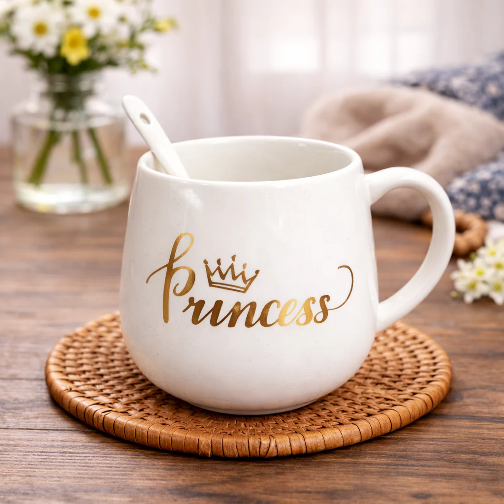 Prince & Princess Couple Mug Set with Spoons and Gift Box - Image 3