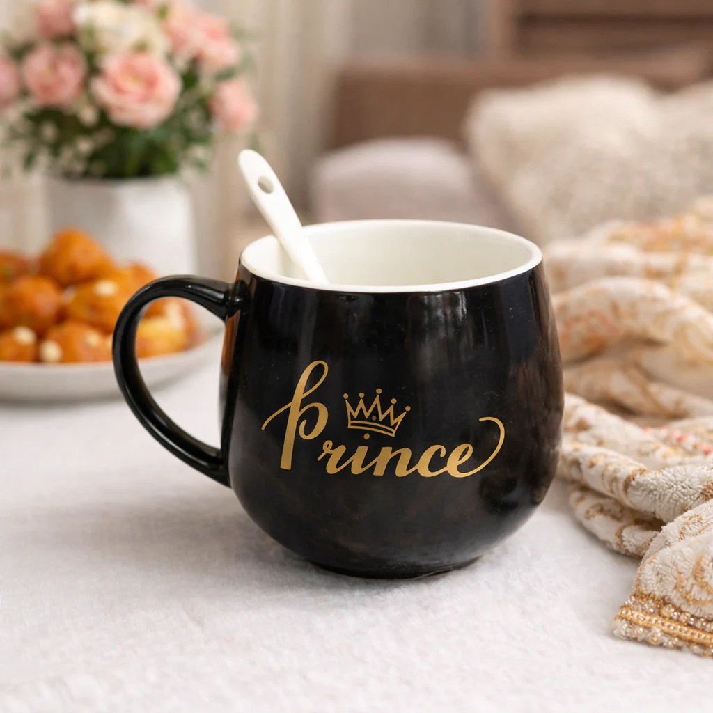 Prince & Princess Couple Mug Set with Spoons and Gift Box - Image 4
