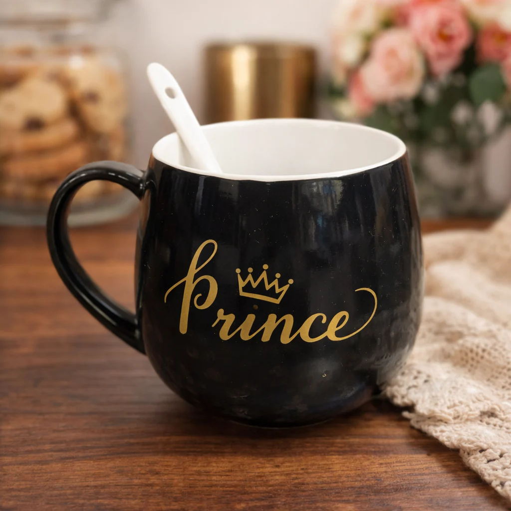 Prince & Princess Couple Mug Set with Spoons and Gift Box - Image 5