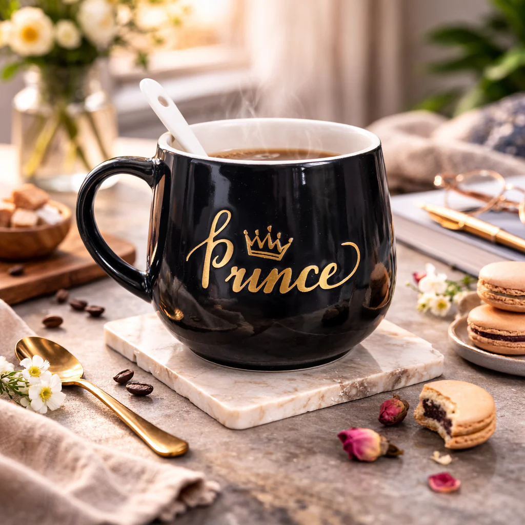 Prince & Princess Couple Mug Set with Spoons and Gift Box - Image 7