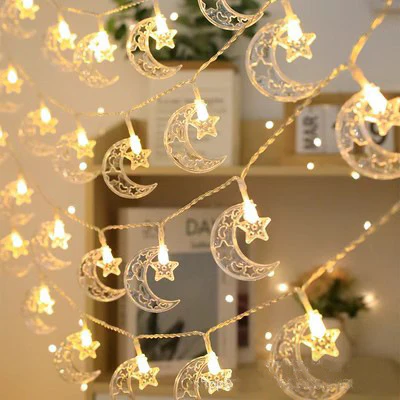 Festive Theme Moon Star Fairy lights (1M) - Image 3