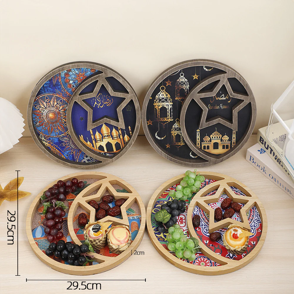 Printed Wooden Moon Star Serving Platter - Image 3