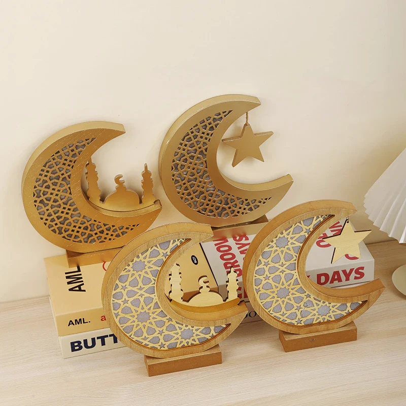 Moon Star Wooden Light Ornaments - Image 2