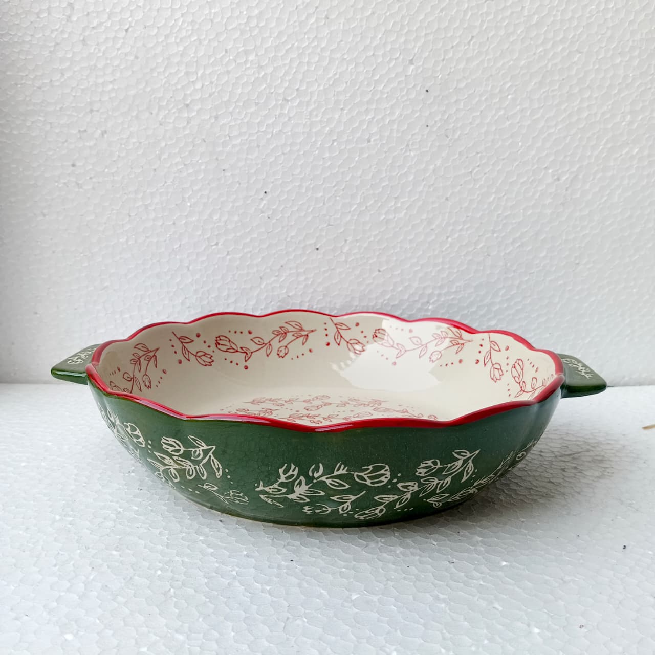 Floral Ceramic Round Bakeware Dish with Handles - Image 10