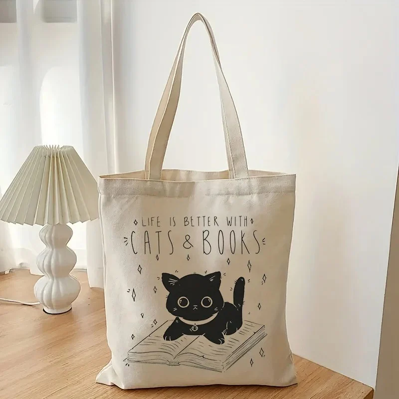 Cats & Books- Multipurpose Canvas Tote Bag - Image 5