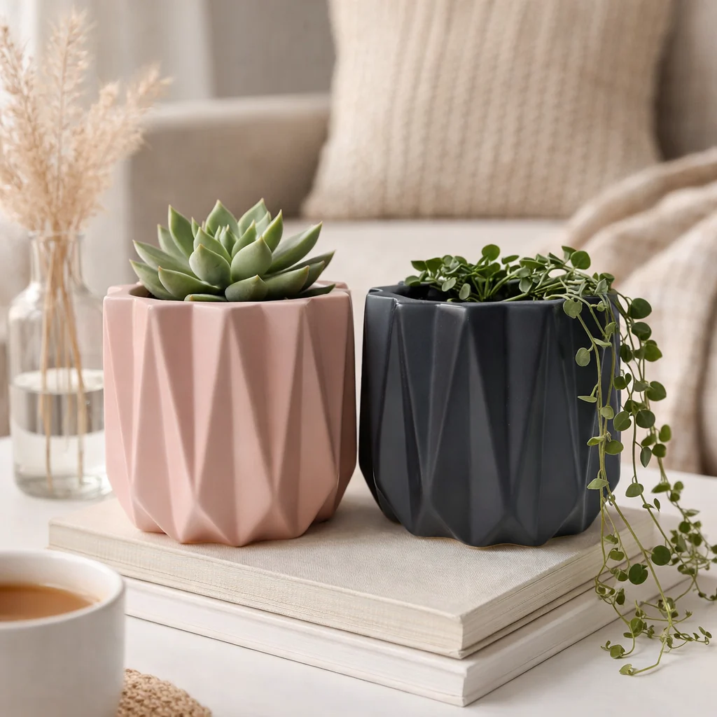 Geometric Ceramic Plant Pot - Image 2