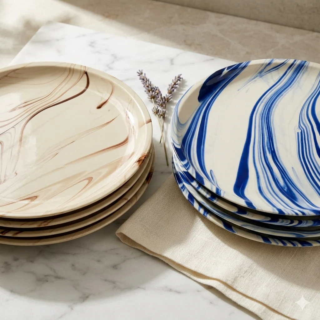 Marble Pattern Ceramic Dinner Plate (11 inch) - Image 2