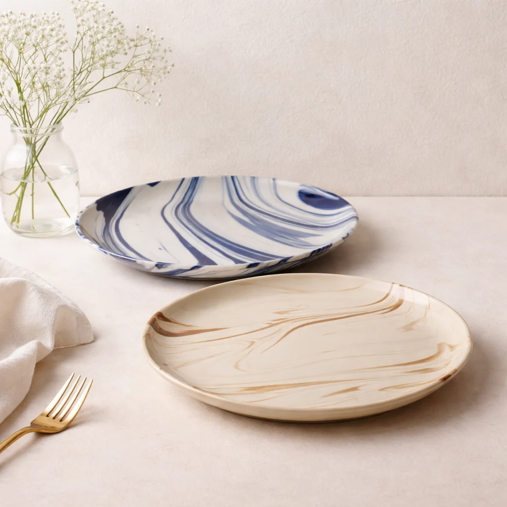 Marble Pattern Ceramic Dinner Plate (11 inch) - Image 3