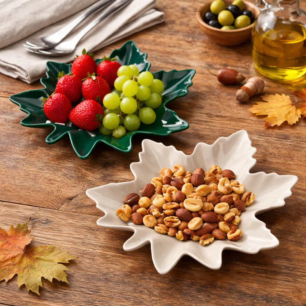 Leaf-Shaped Ceramic Serving Platter (14 inch) - Image 2
