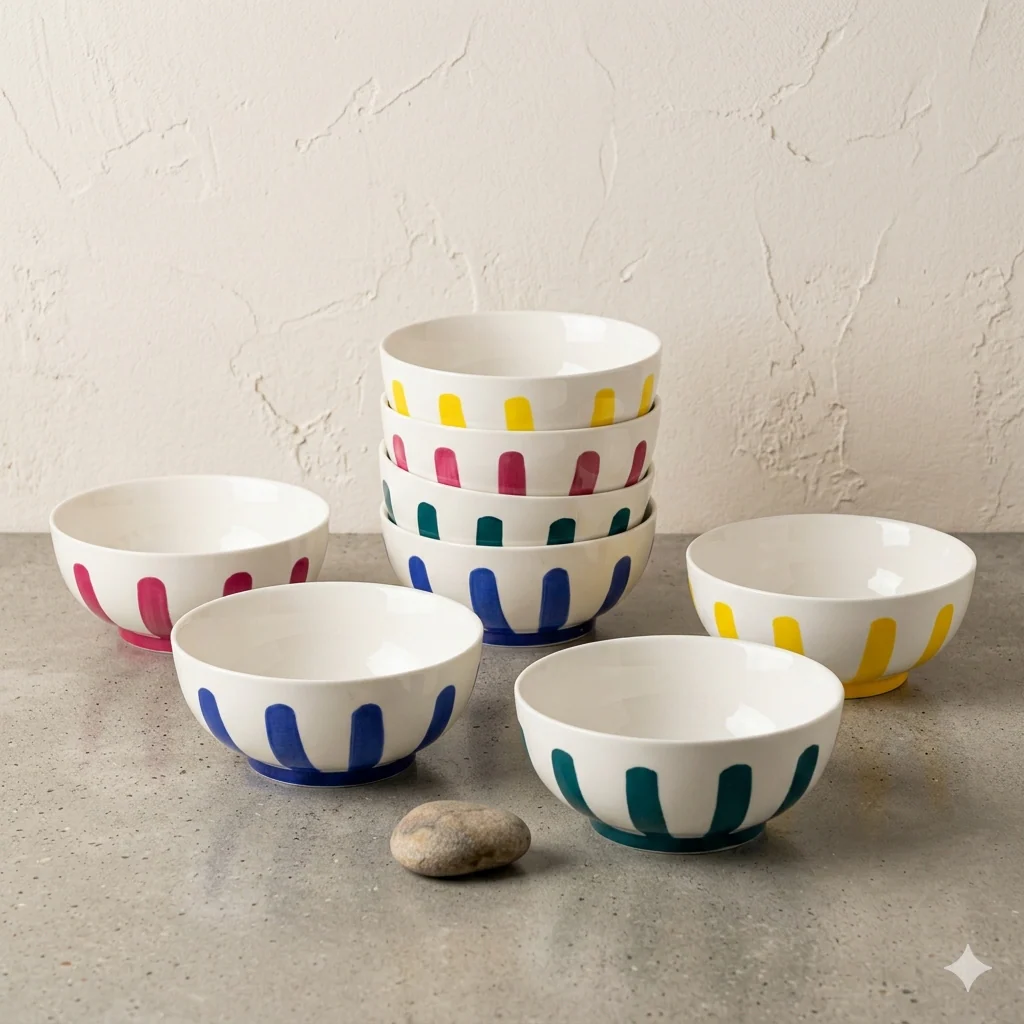 Striped Ceramic Serving Bowl (6 inches) - Image 2