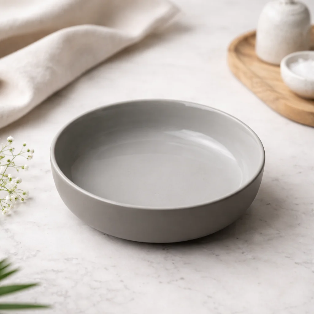 Round Grey Ceramic Serving Bowl (7.5 inch) - Image 4