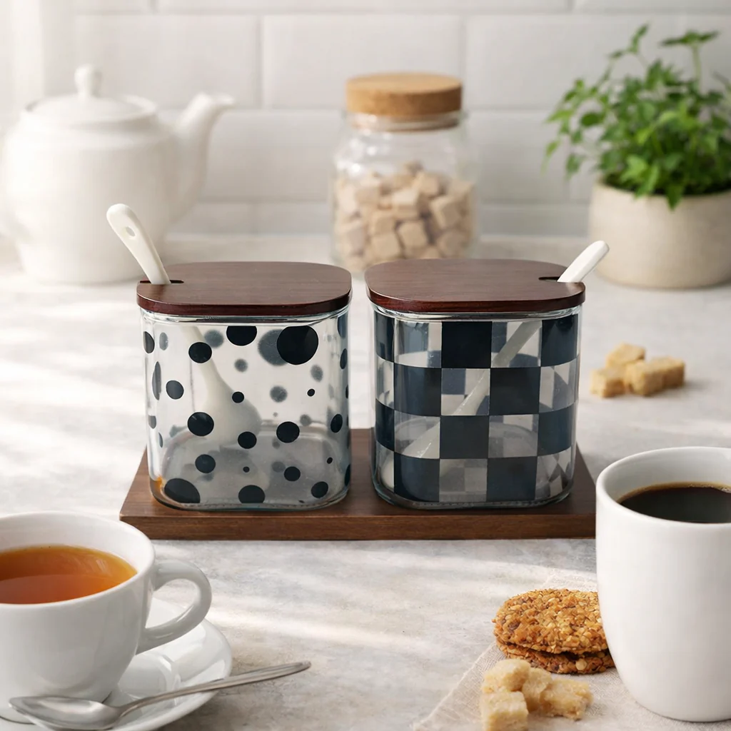Polka Dot & Checkered Design Seasoning Jars (2pcs) - Image 3
