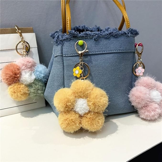 Handmade Plush Flower Keychain Charm - Image 3