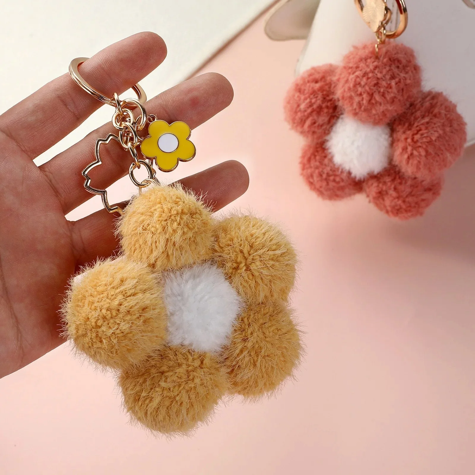 Handmade Plush Flower Keychain Charm - Image 6