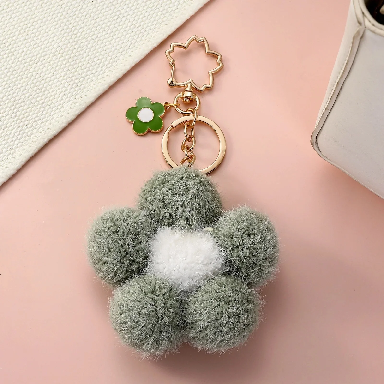 Handmade Plush Flower Keychain Charm - Image 8