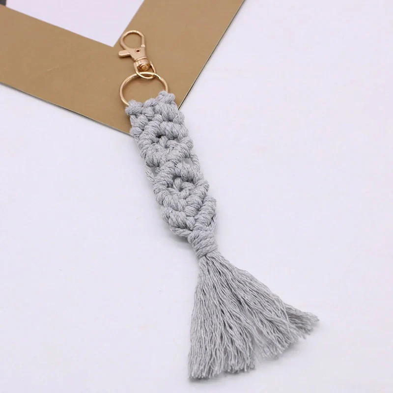 Handmade Macramé Woven Tassel Keychain - Image 3