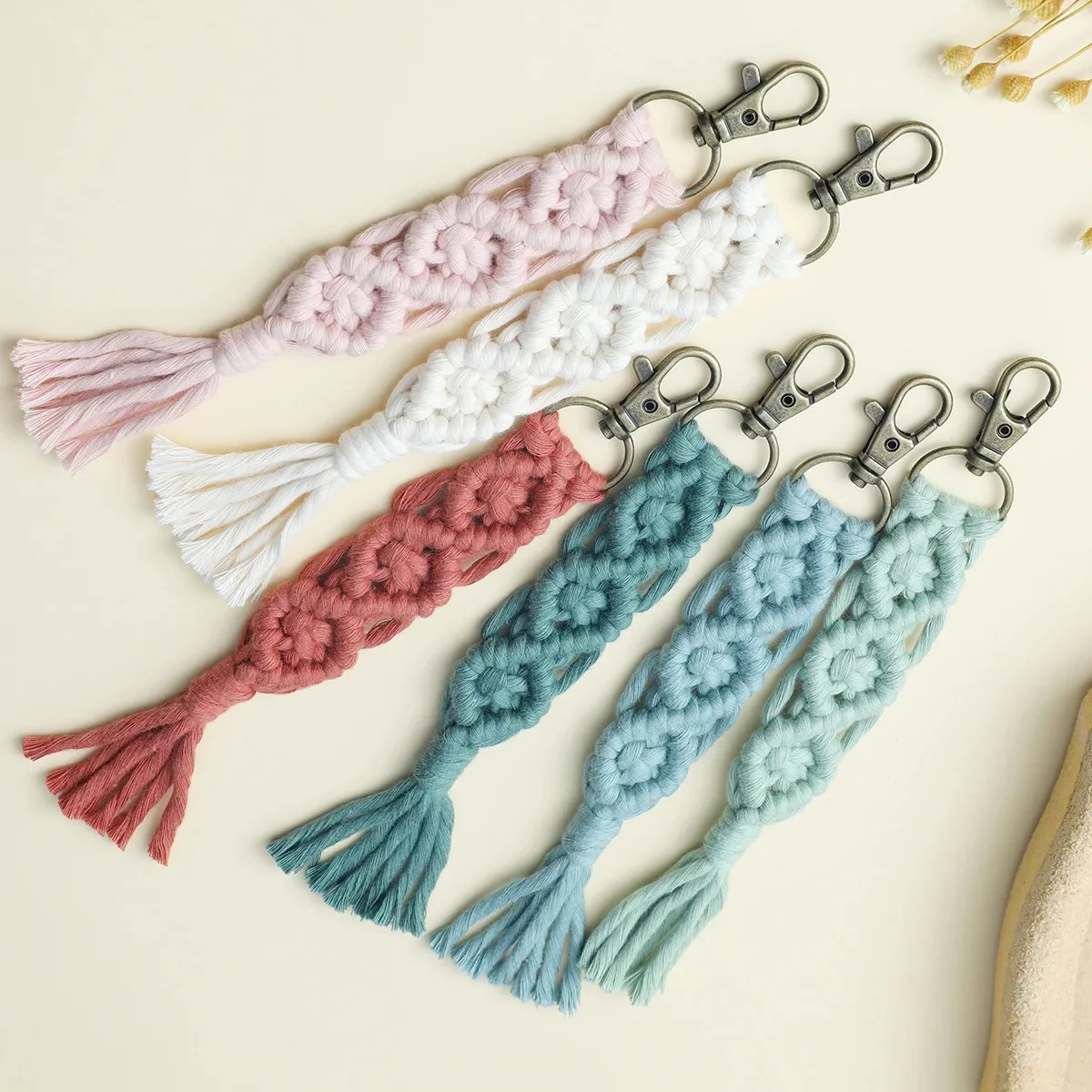 Handmade Macramé Woven Tassel Keychain - Image 7